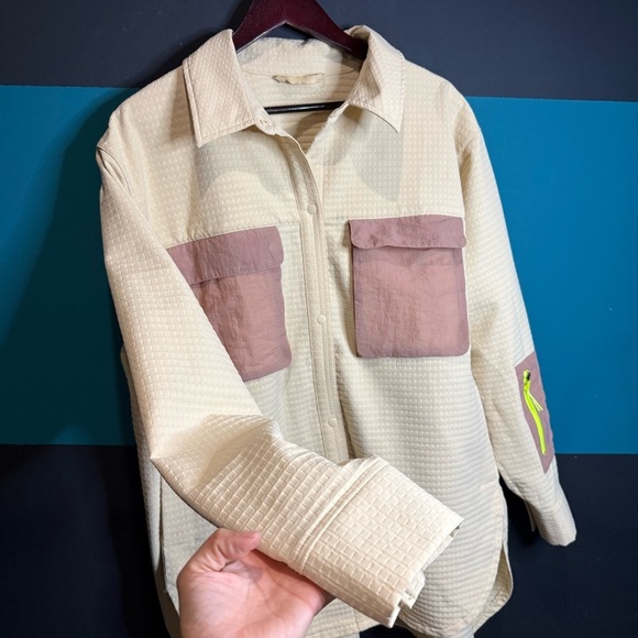 Lululemon Grid Fleece Hiking Overshirt Prosecco / Pink Clay size 18 - Picture 6 of 14